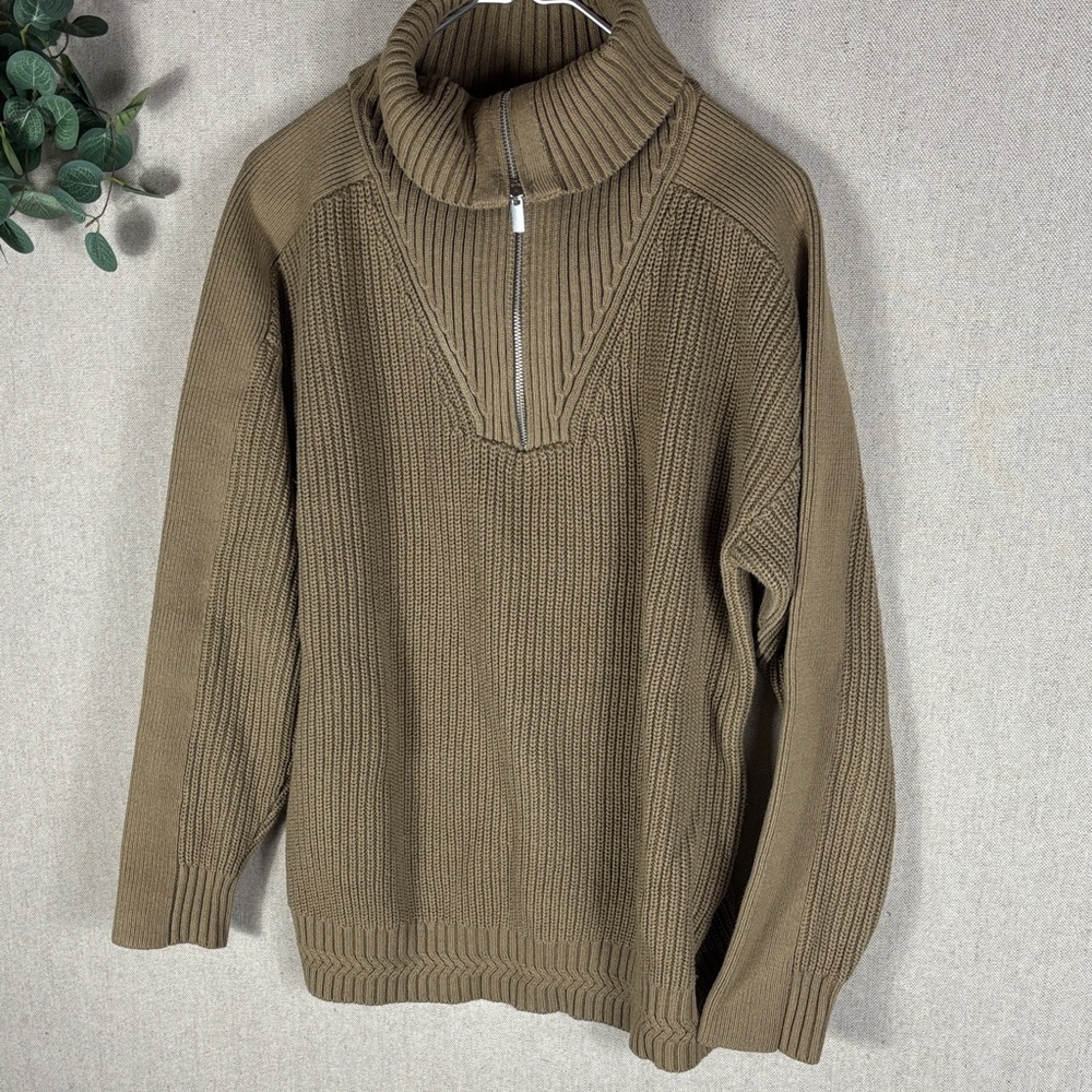 Topman > Brown Quarter Zip Turtleneck Sweater Small - Picture 7 of 10